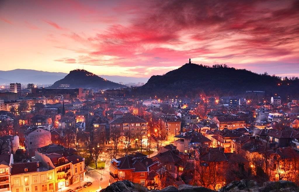 Night view of Plovdiv hills with Aliosha statue, Eastern Europe, Balkan peninsula, Bulgaria - Best Time to Visit Europe - Planet Travel Advisor