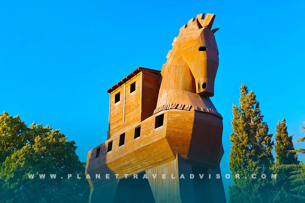 Replica of a Trojan Horse at the Archaeological Site of Troy - Planet Travel Advisor.webp
